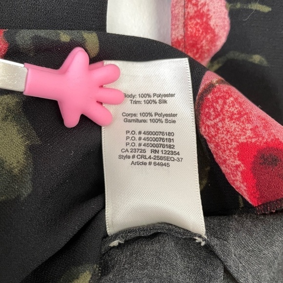 ARITZIA Wilfred Pozzi Black Floral Tie Sleeve Blouse - Picture 7 of 12